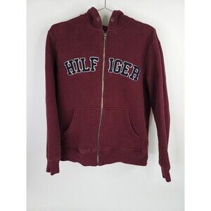 Tommy Hilfiger Full Zip Hoodie Womens Small Purple Hooded Long Sleeve Y2K Jacket